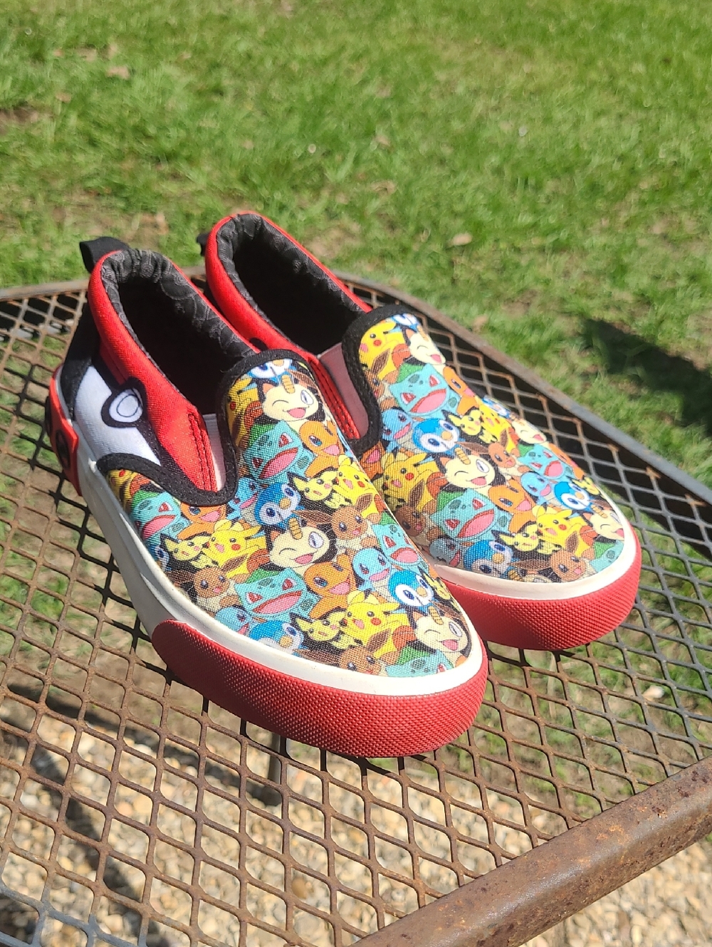 Pokemon Kids Slip-On Sneakers in Red, Yellow, Blue Size 2
